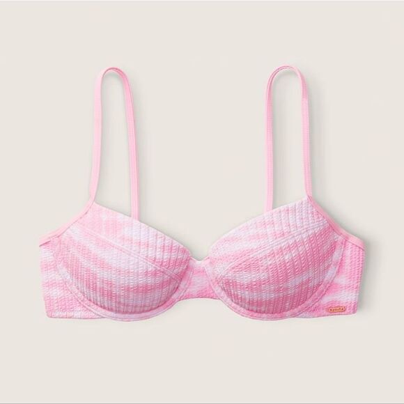 New With Tags Pink Victoria's Secret Size Large Crinkle Push-Up Bikini Top - Picture 3 of 12